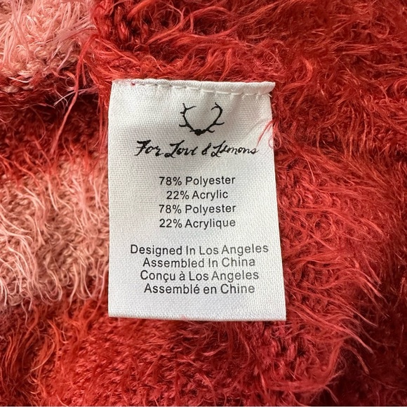 For Love & Lemons Knitz Shaggy Knit rust Sweater Small bishop sleeve - Picture 6 of 11